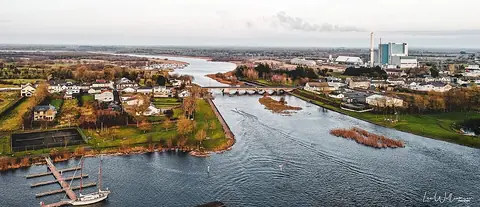 Lanesborough and Lough Ree from the air, near the Mount Dillon station