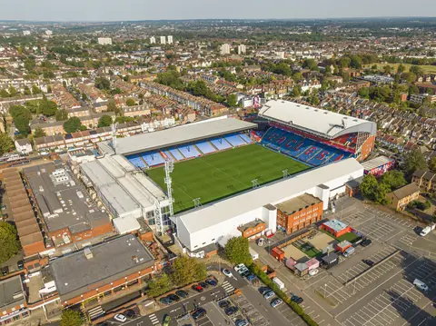 Selhurst Park from the air in September 2023, between the fourth and fifth of the 1-1s.