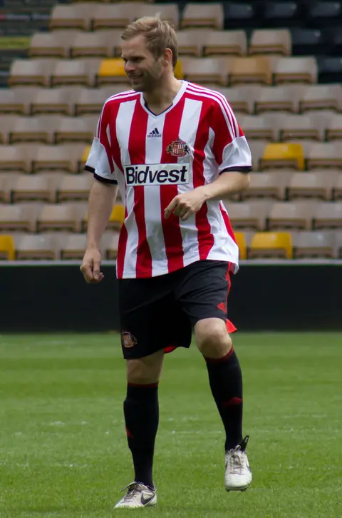 Michael Proctor in a Sunderland shirt at Jody Craddock's testimonial in 2014.