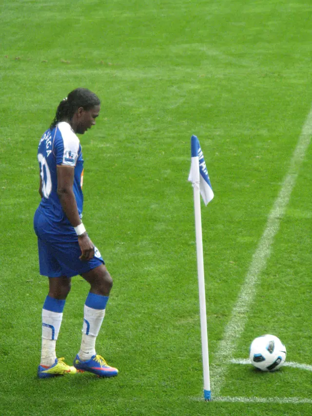 Hugo Rodallega, who scored Wigan's winner, taking a corner three weeks later, in September 2010.