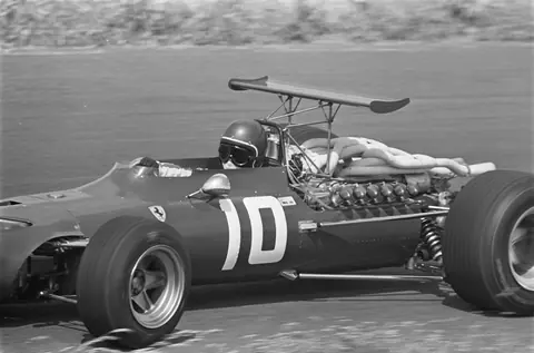 Jacky Ickx in his Ferrari, number 10, in practice for the 1968 Dutch Grand Prix, the season he was third at Spa.