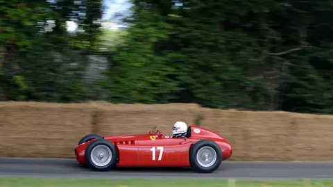 A Lancia D50 at Goodwood in 2017, the model Chiron drove to sixth at Monaco in 1955.